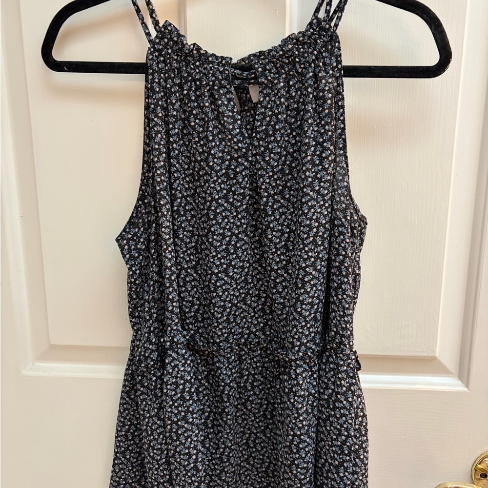 LOFT Black Floral Sleeveless Blouse